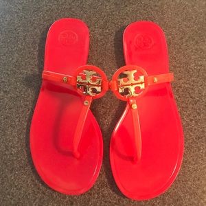 Tory Burch flip flops. Poppy Red. GUC Size 6